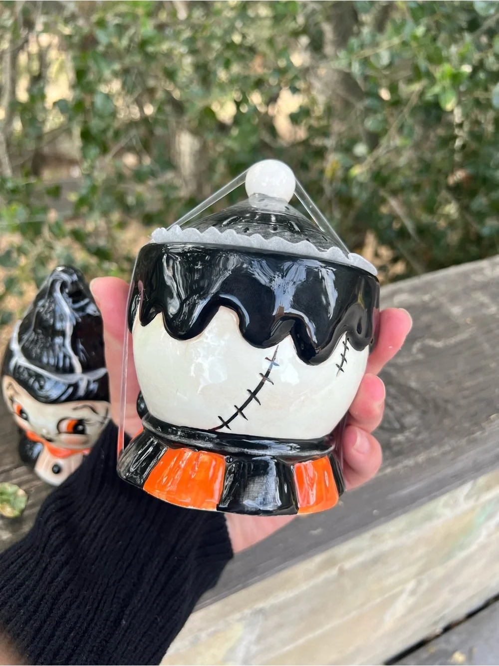 JOHANNA PARKER FRANKENSTEIN AND BRIDE OF FRANKENSTEIN FIGURAL BOWL SET WITH LIDS
